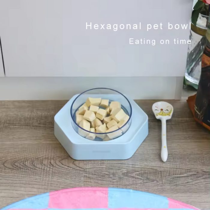 OEM Wholesale Hexagonal Single Bowl Tilt Neck Guard Anti-spill Drinking Pet Bowl